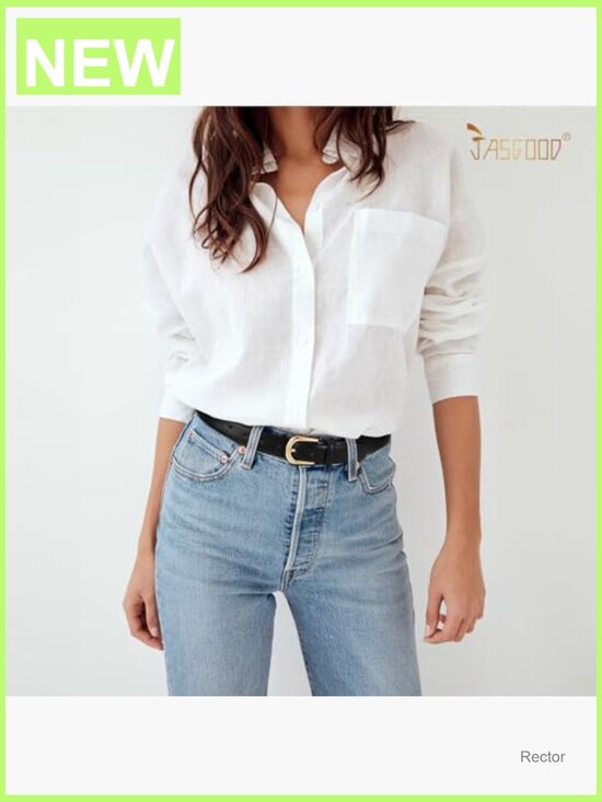 Faux Leather Belt with Gold Buckle for Jeans and Pants - Adjustable Waist Belt